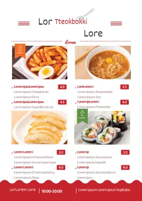 Menu di pasta in rosso e bianco