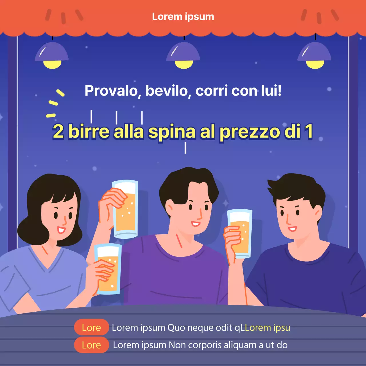 Uno, uno, uno sulla birra alla spina pocha blu e rossa