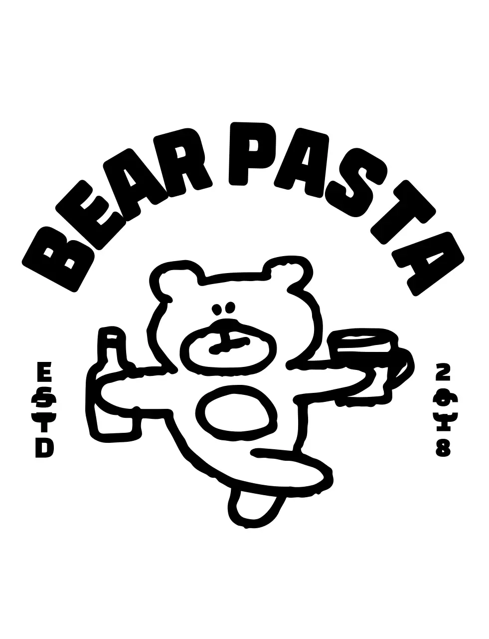 Untuk informasi dan layanan pub dengan gaya logo lambang dengan ilustrasi beruang yang lucu.