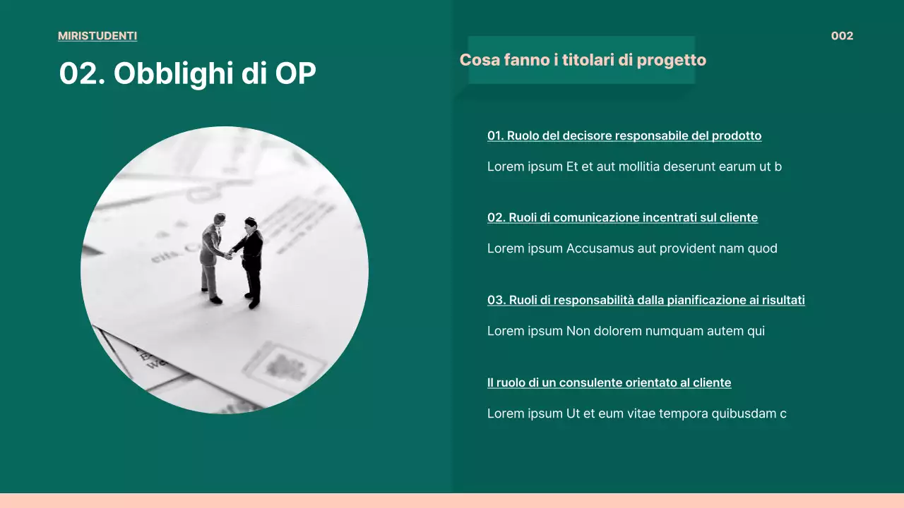 Presentazione del lavoro PO in verde e rosa