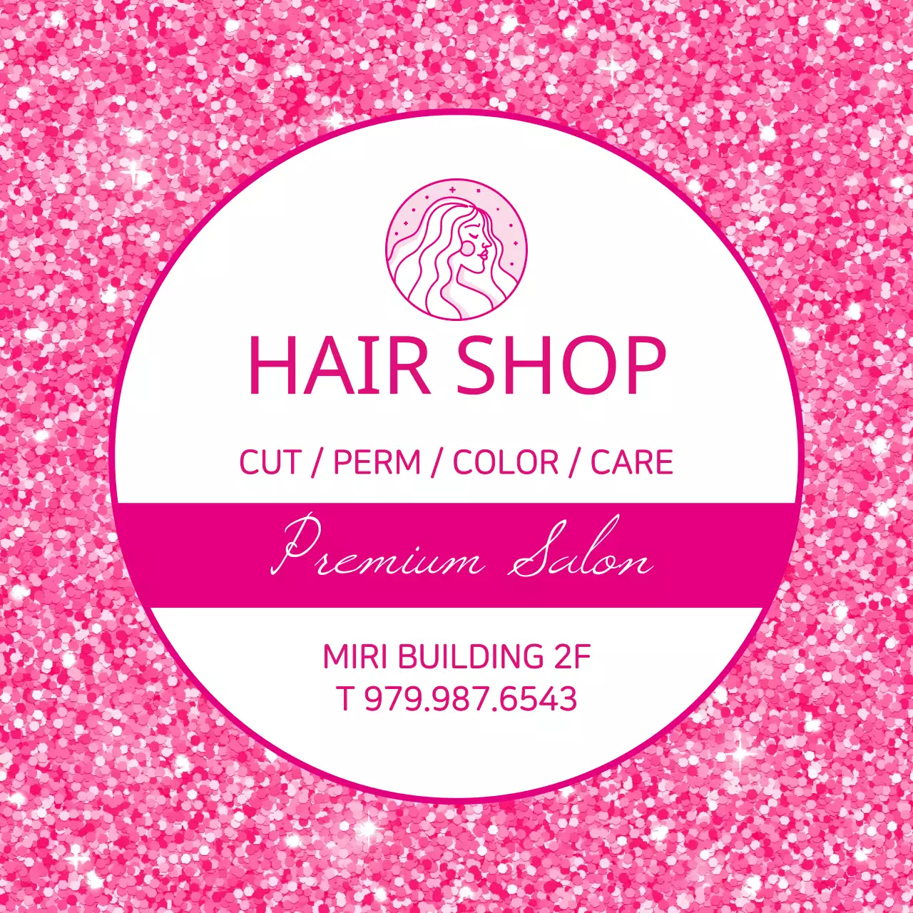 Salon rambut kecantikan dengan latar belakang partikel merah muda