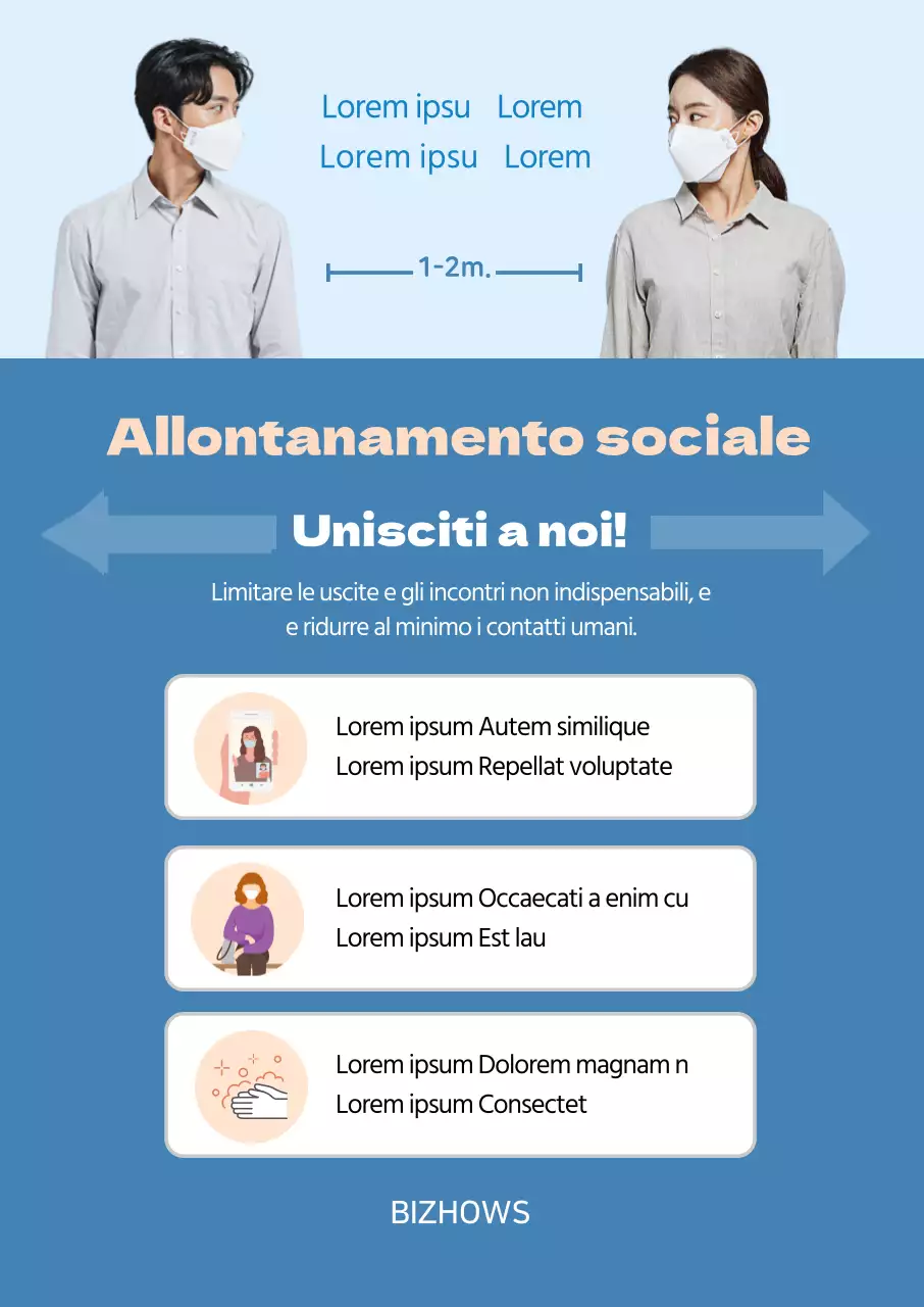 Guida al ritratto blu pulito per l'allontanamento sociale