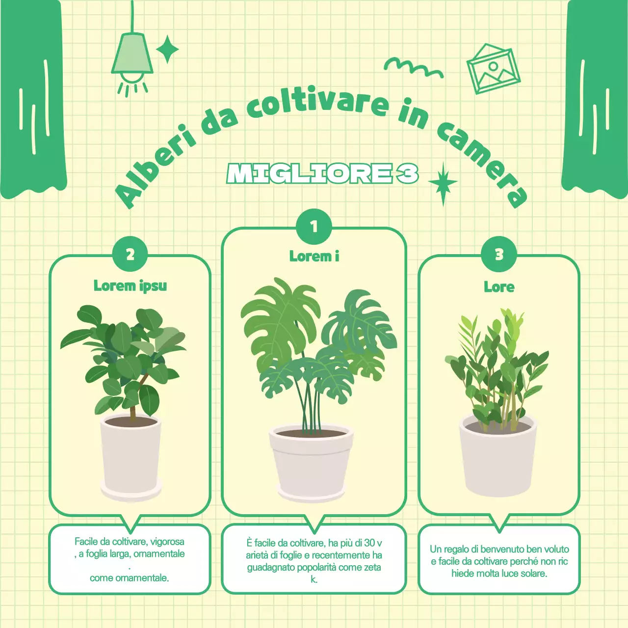 Un simpatico tema per la camera con un plaid verde e giallo