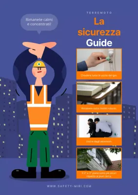 Consigli per l'azione antisismica in blu navy e arancione