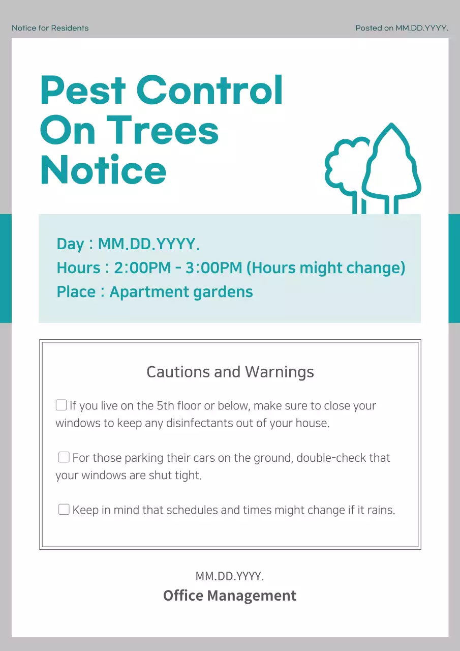 Teal Simple Pest Control Notice