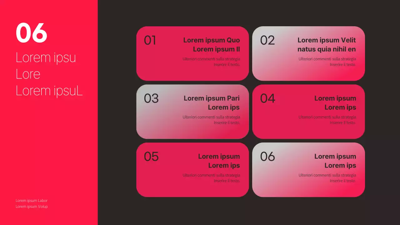 Tema strategico per il personal branding con sfondo nero e accenti rosa caldo