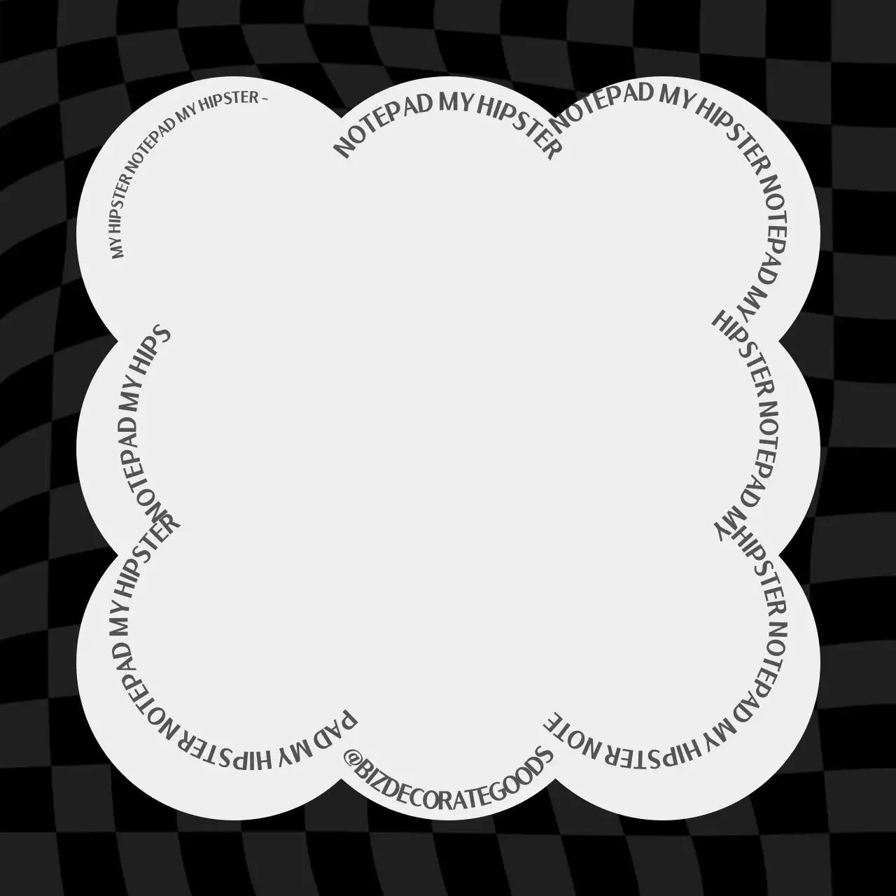 Pola kotak-kotak yang simpel dan trendi serta konsep pola frasa teks dalam warna hitam dan abu-abu muda untuk merchandise pribadi