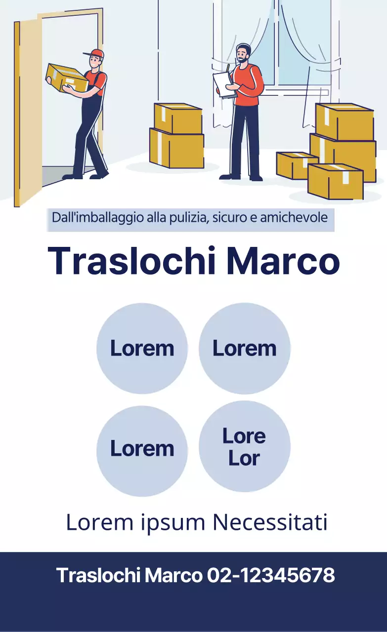 Illustrazione blu Promozione di trasloco ordinata Yongdal