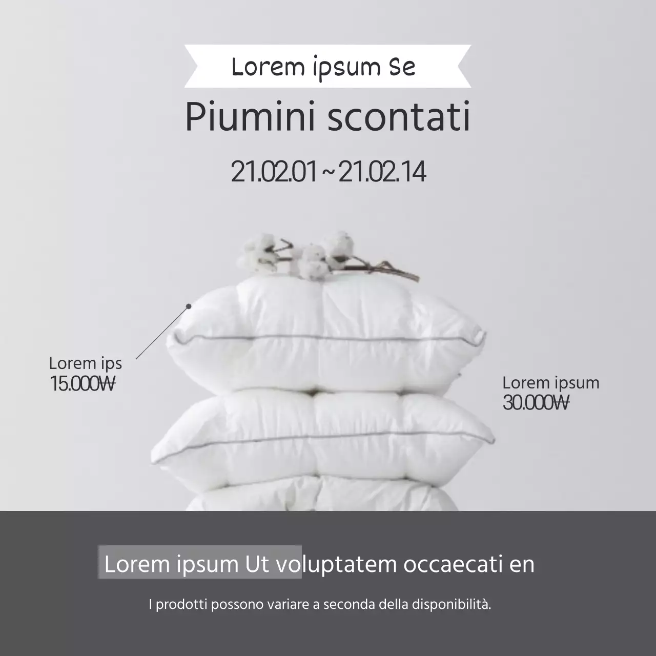 Evidenziare una foto grigia Semplice piumino per promuovere un evento di vendita