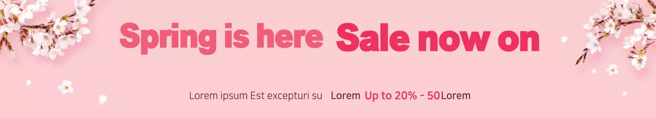Banner de promoção de primavera com flores rosa