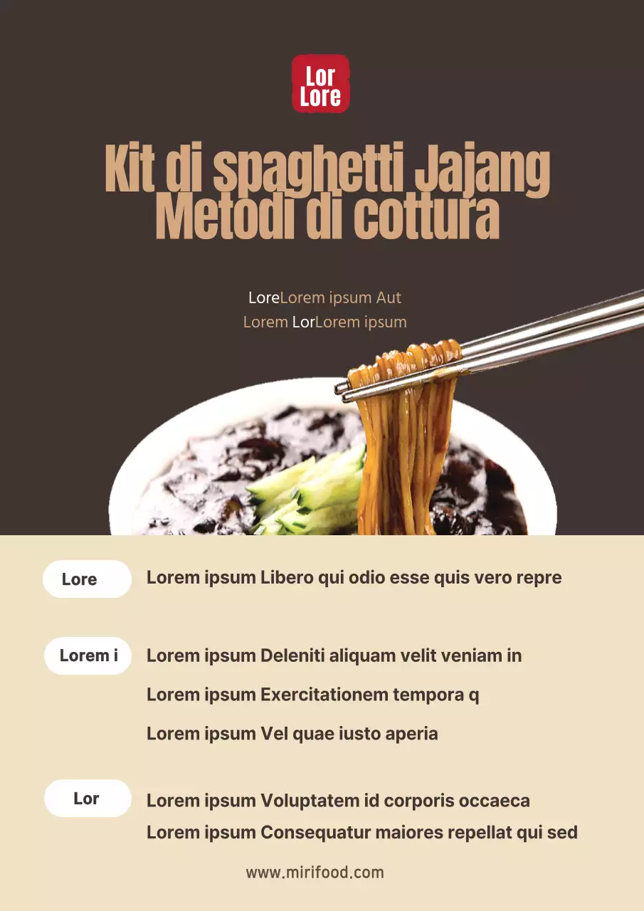 Poster di design con istruzioni per la cottura del ramen semplice in colore marrone