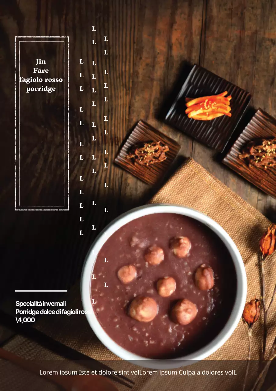 Promuovere il menu invernale di un ristorante con una grande immagine gialla di tagliatelle udon