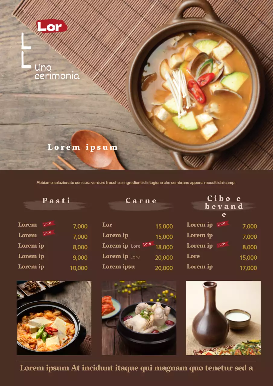 Un lussuoso menu di un centro massaggi con un logo marrone scuro e l'immagine di un massaggio.