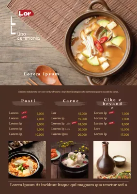 Un lussuoso menu di un centro massaggi con un logo marrone scuro e l'immagine di un massaggio.