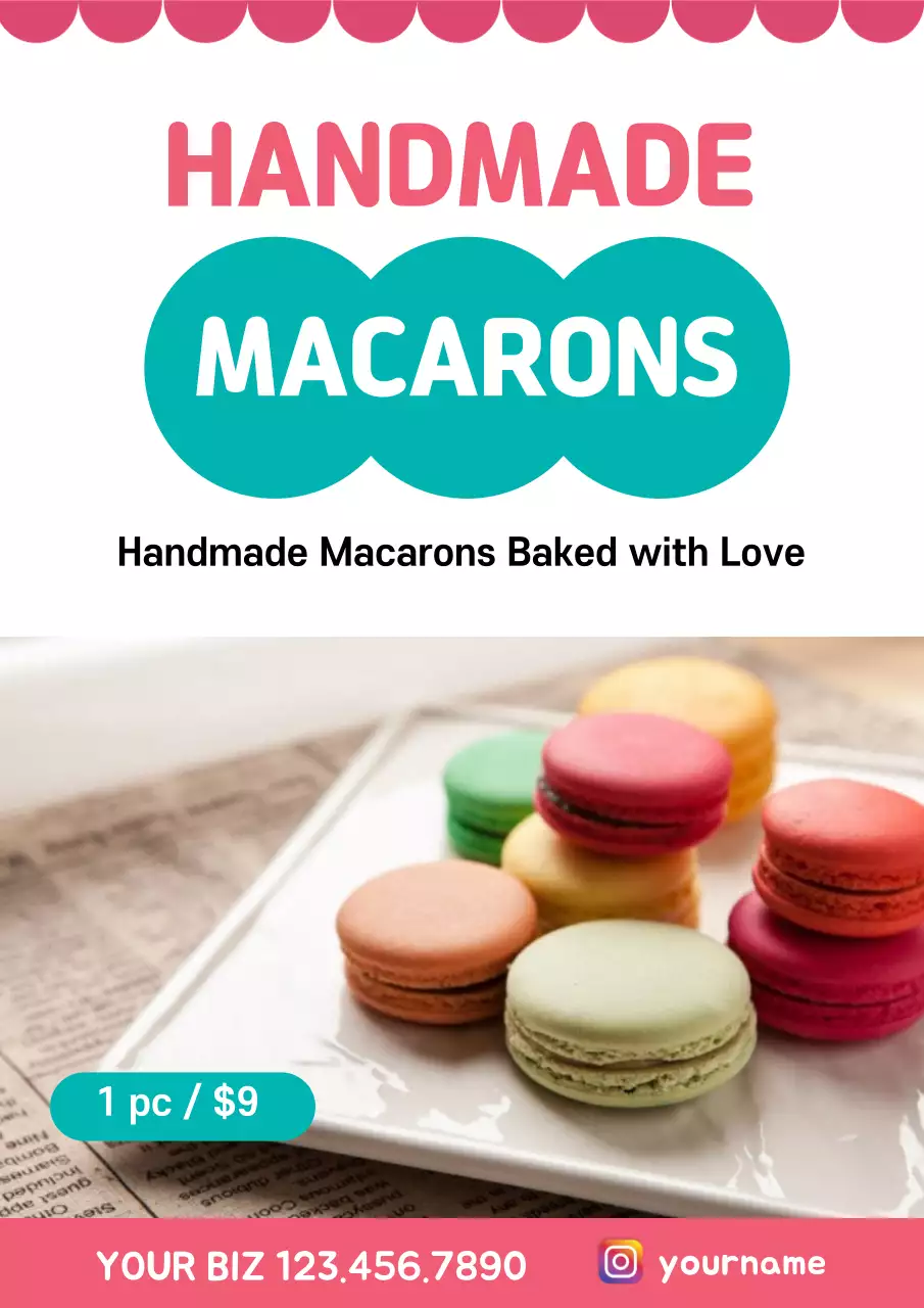 Pink Modern Macarons Promotion Poster