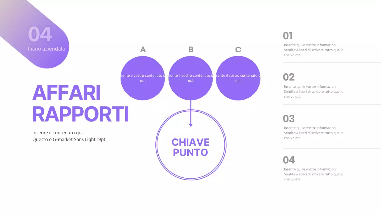 Piano aziendale di semplice concezione giallo-viola