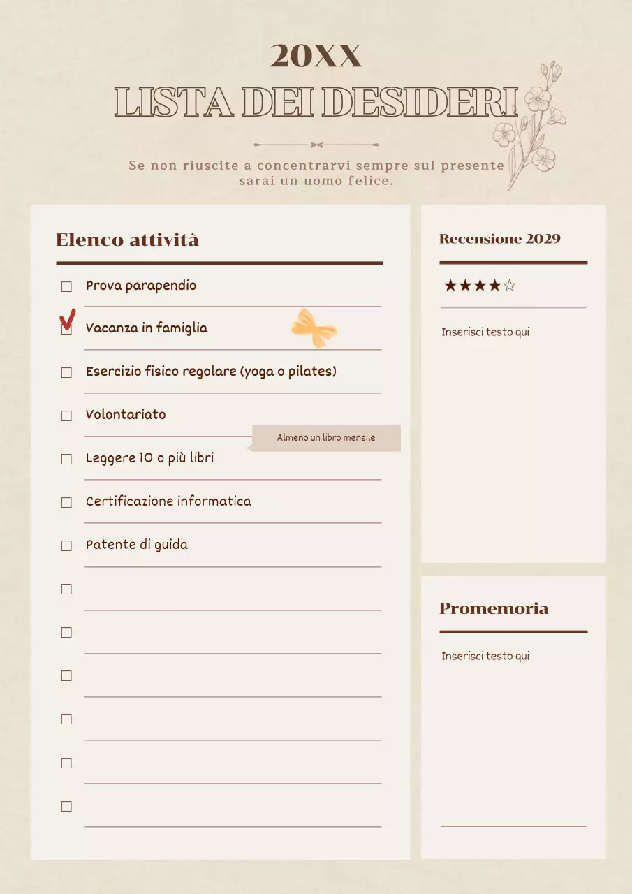 Lista dei desideri per il nuovo anno in marrone e pastello