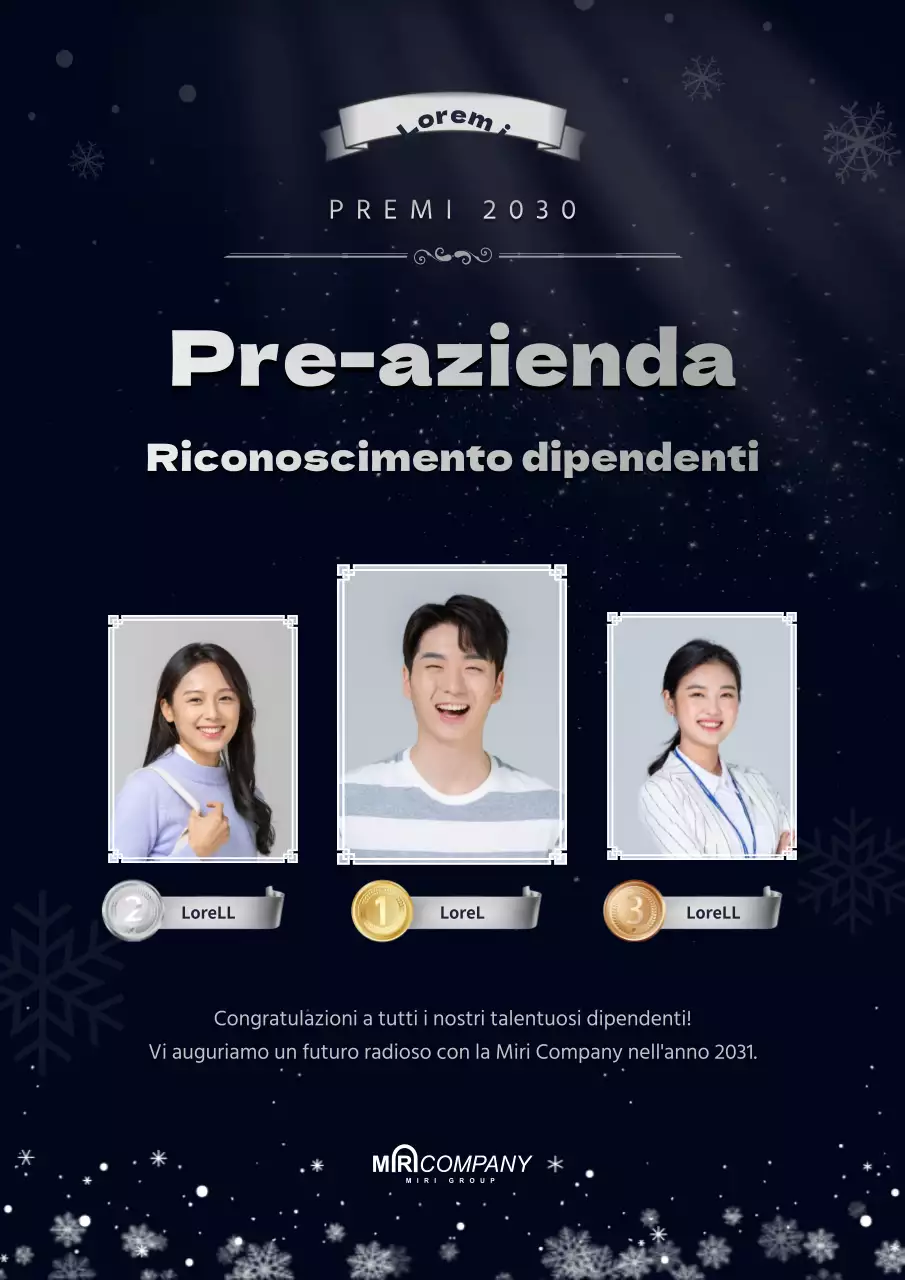 Spirito natalizio nel modello di documento per il premio "Dipendente dell'anno" in stile dark navy