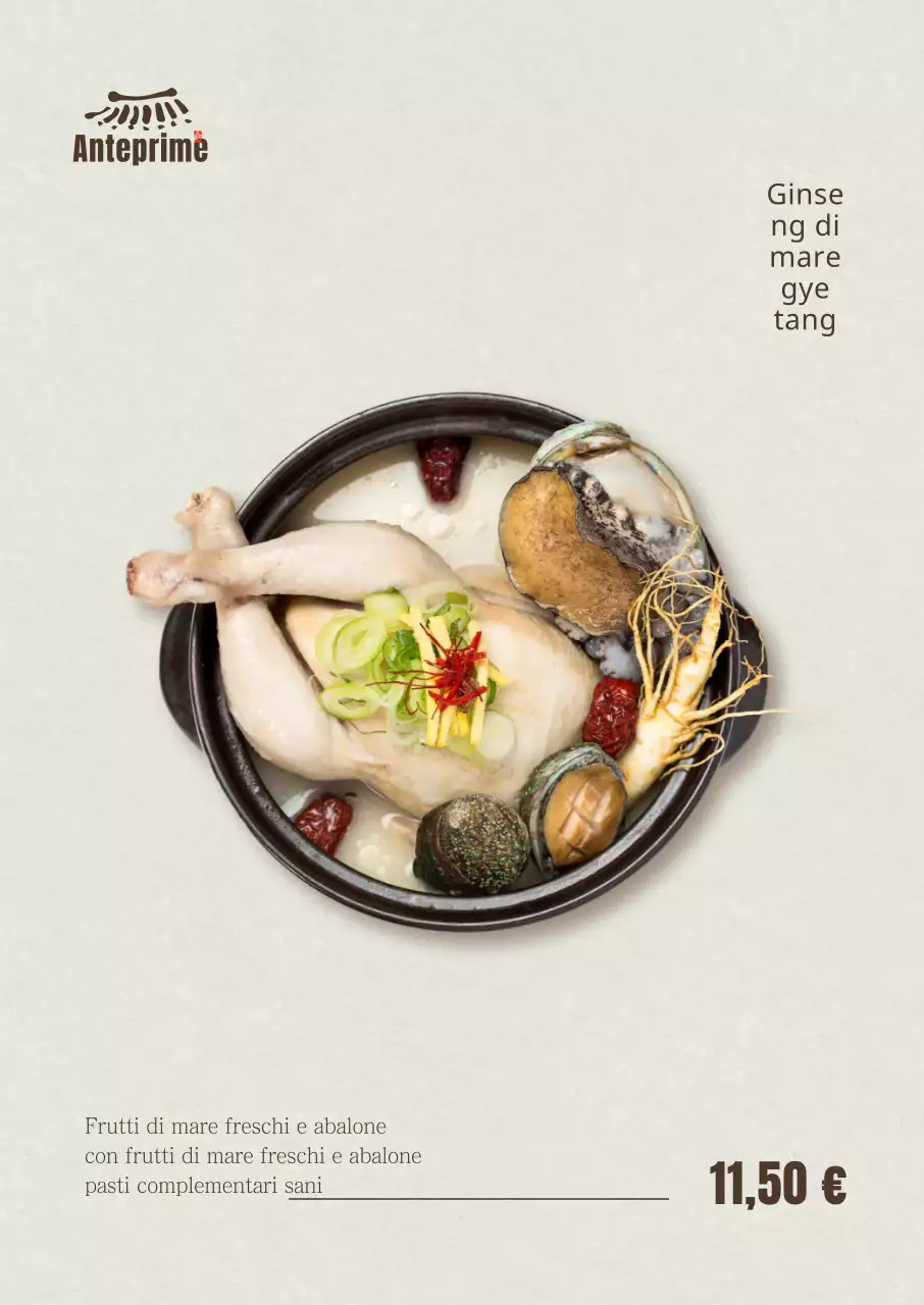 Poster verticale Samgyetang semplice ai frutti di mare