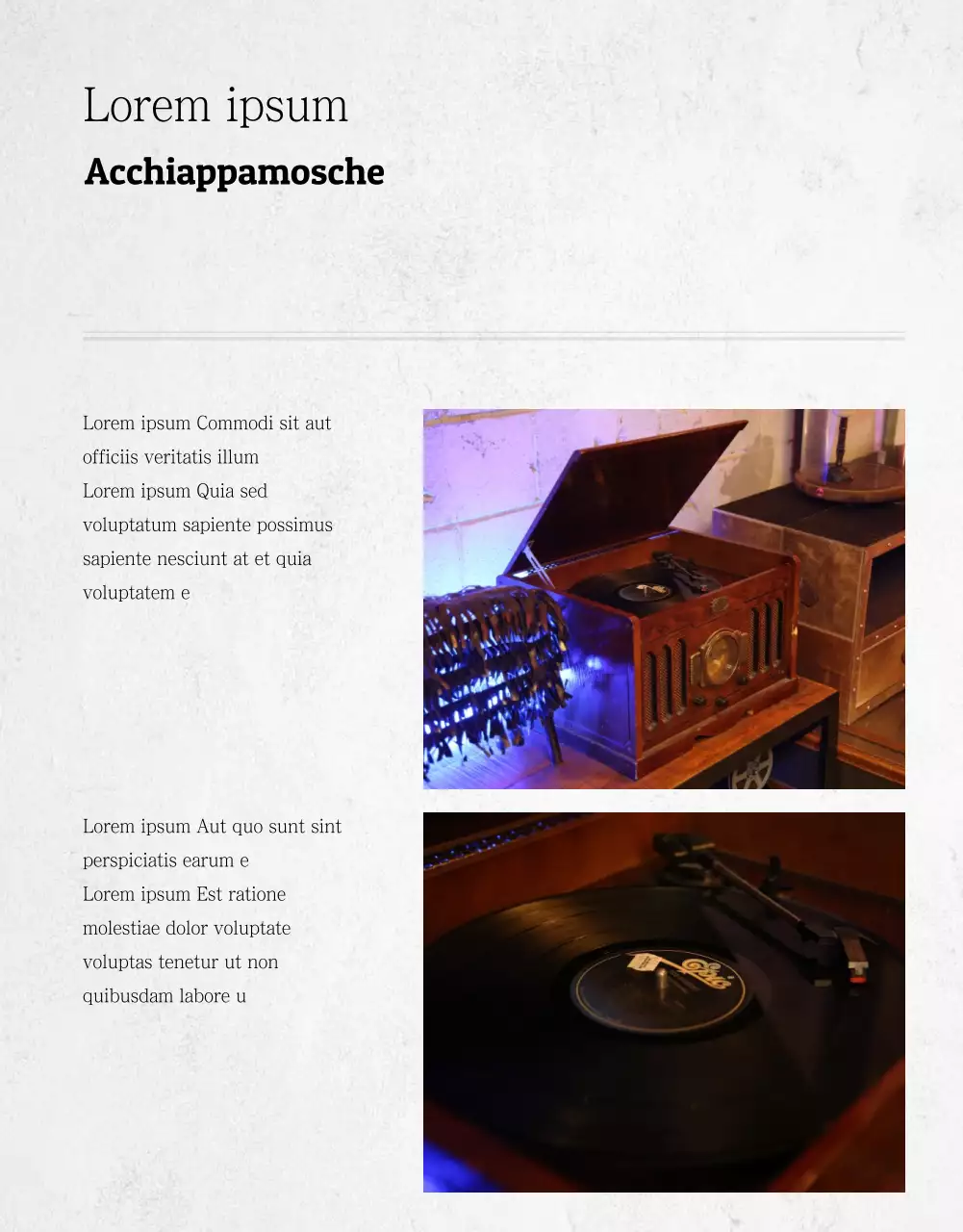 Pagina dei dettagli LP in arancione e bianco