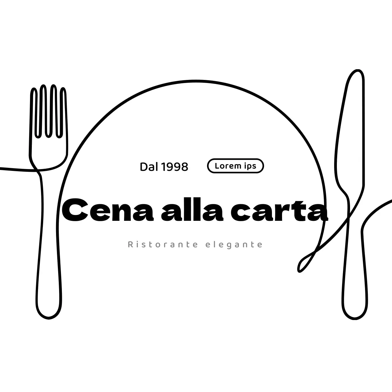 Stile semplice del logo del ristorante in bianco e nero