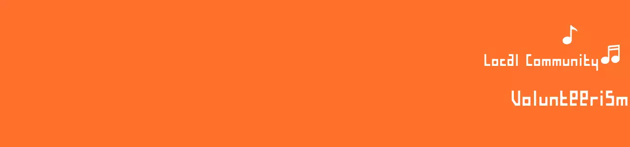 Rhythmic text logo style in orange and white Volunteer organization