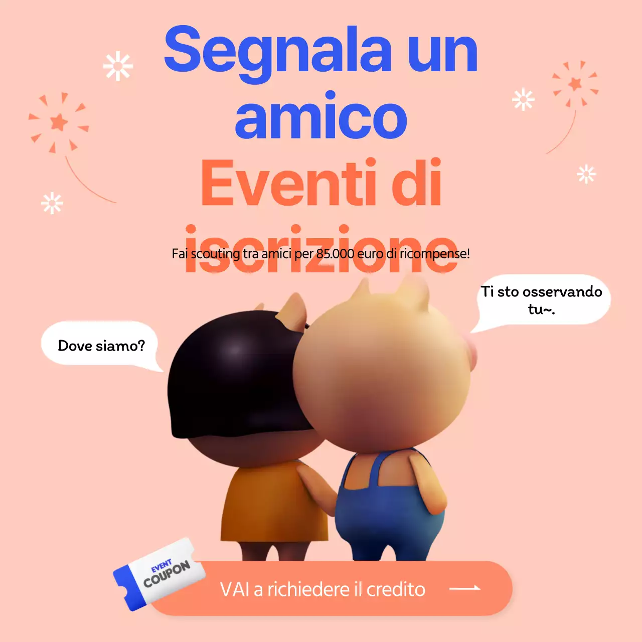 Evento di iscrizione di un amico in blu albicocca