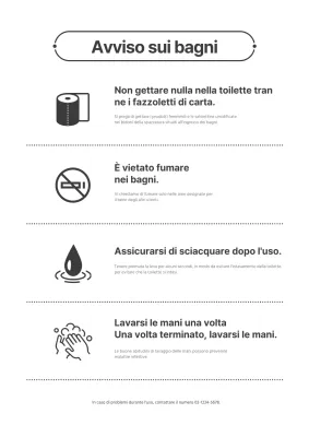 Un modello di istruzioni per la toilette semplice e commerciale