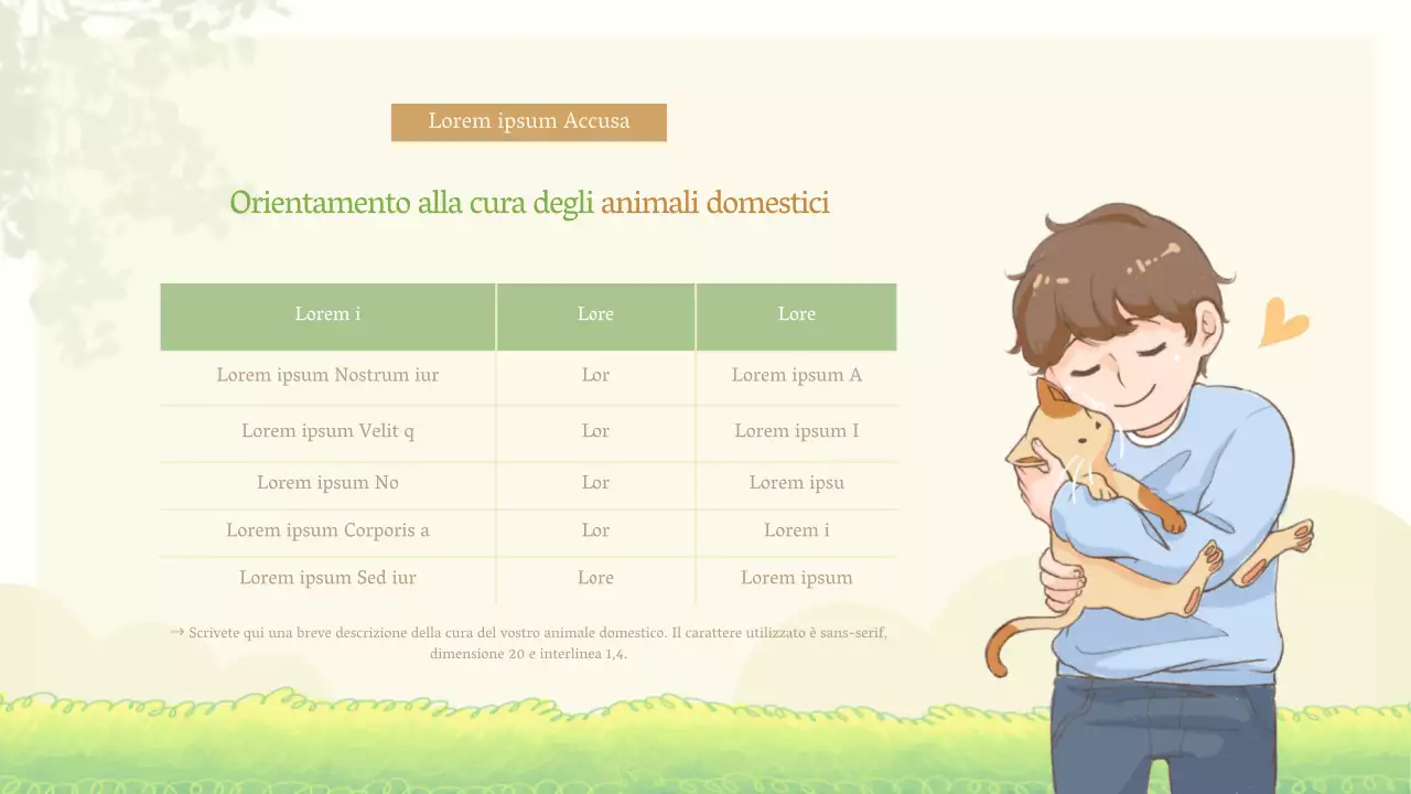 Presentazione del progetto di co-sitting per animali domestici illustrato a pastello