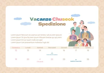 Avviso di consegna per le festività di Chuseok con sfondo a motivi beige caldi