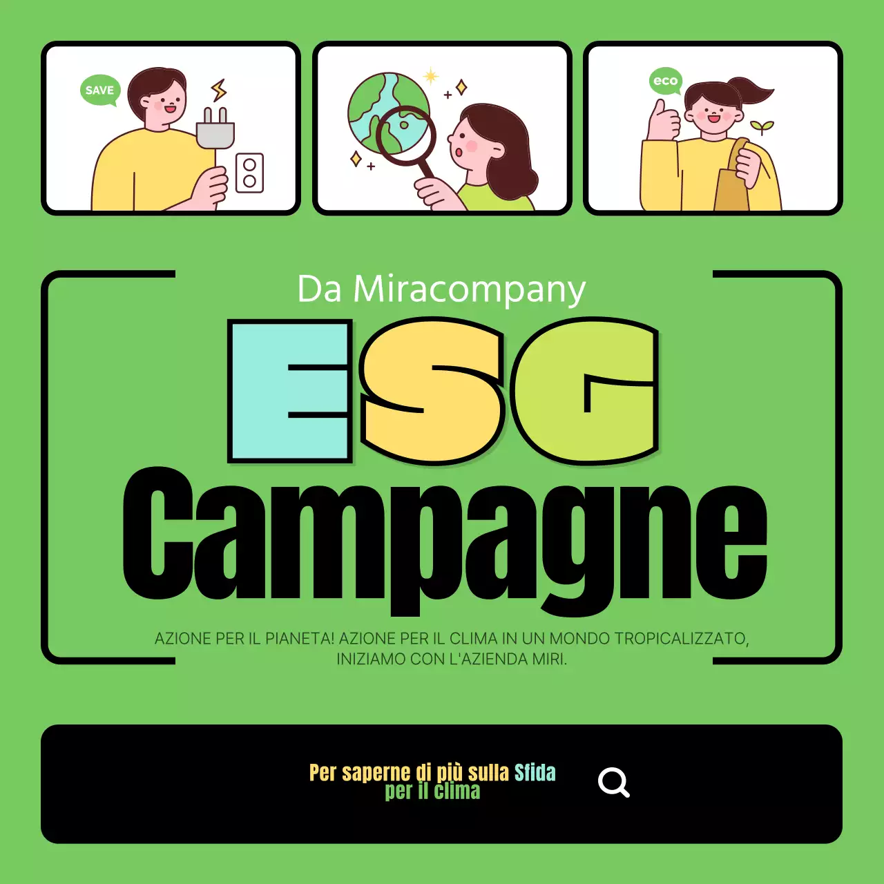 Promuovere una semplice sfida d'azione per il clima in magenta e giallo