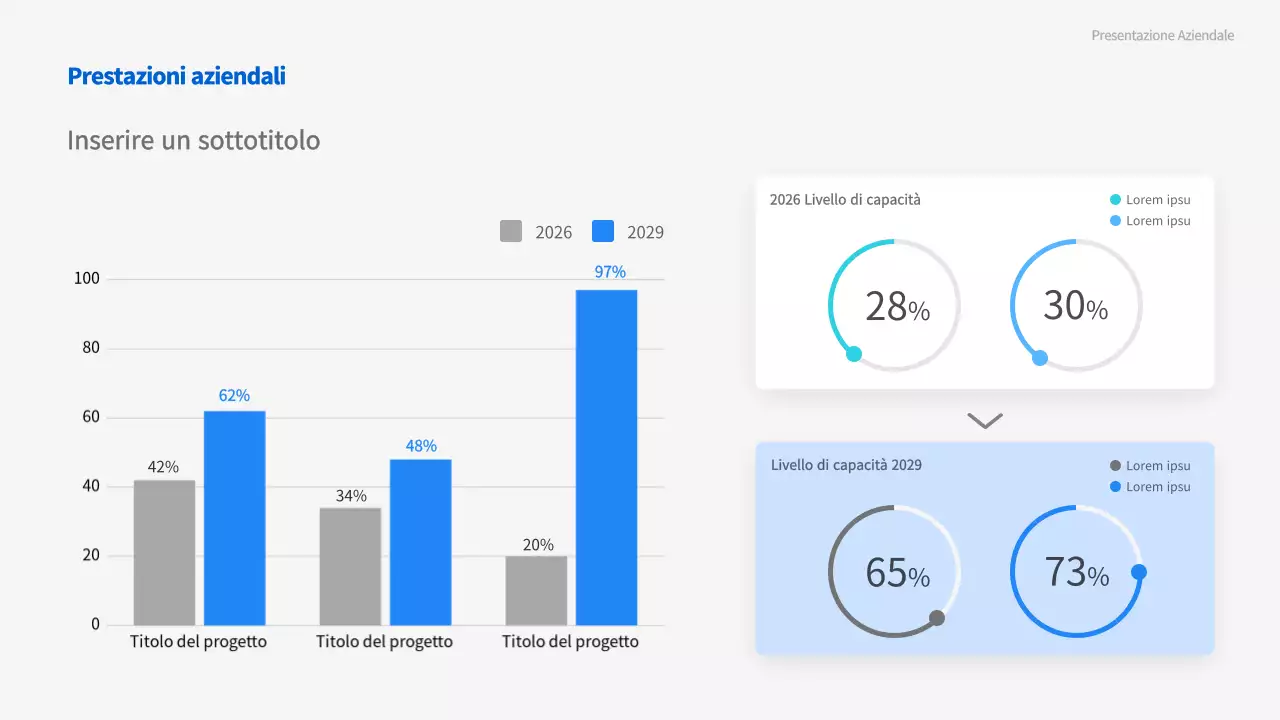 Grafico a barre aziendale in blu