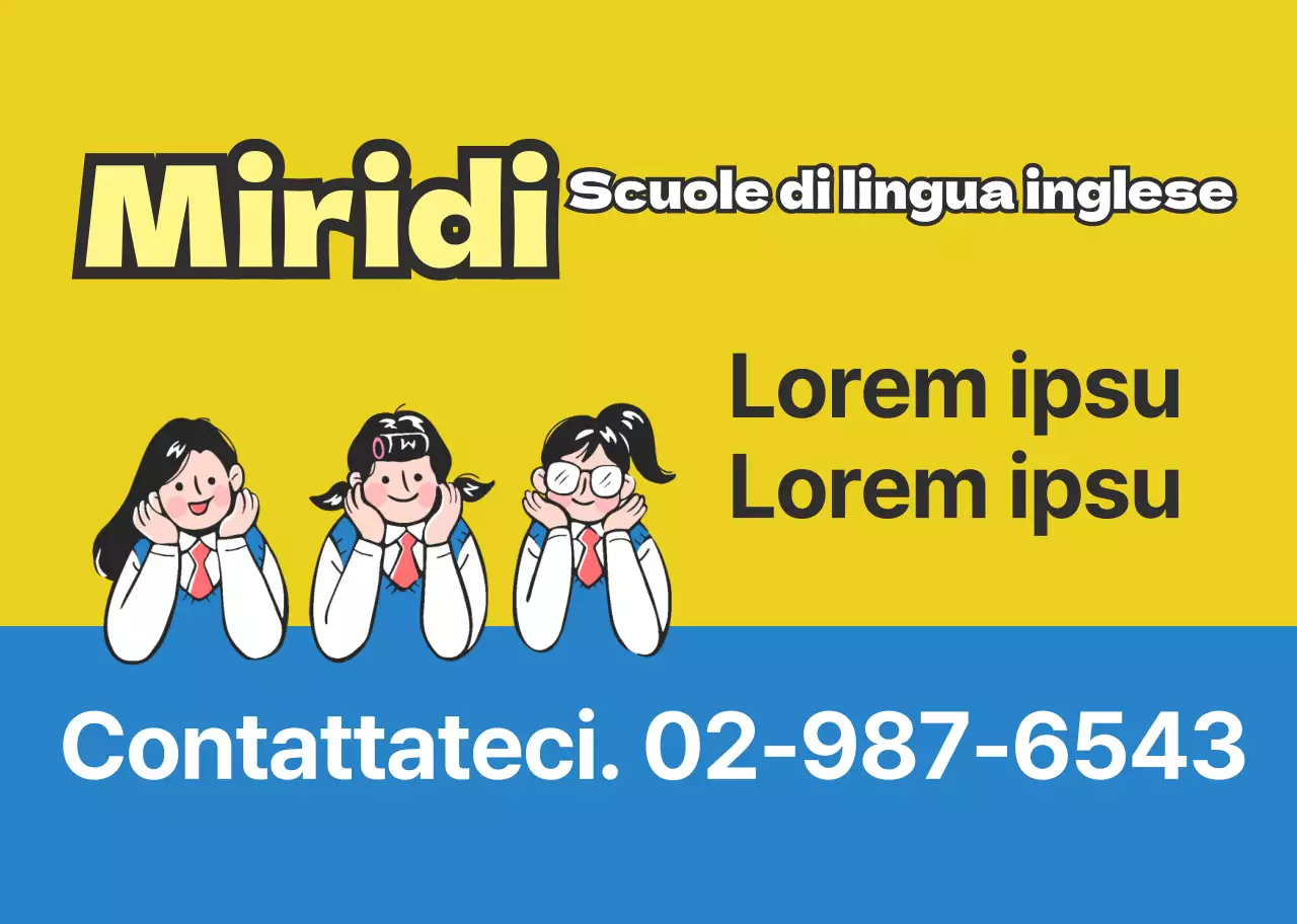 Giallo blu carattere illustrazione promozione scuola inglese