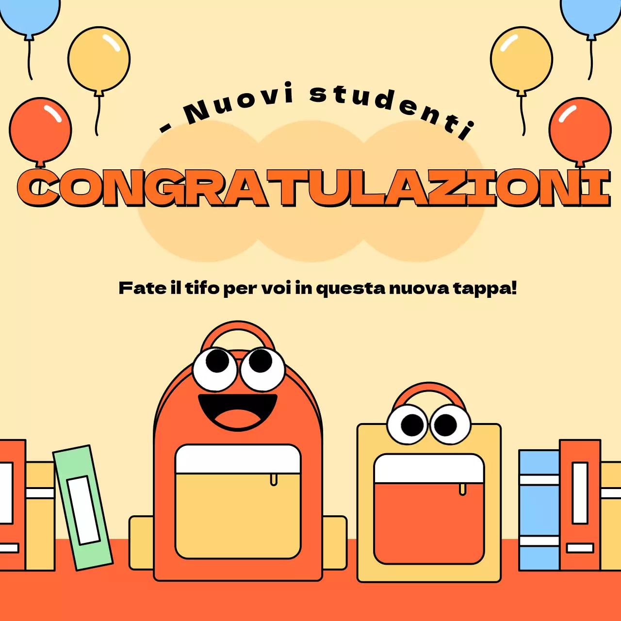 Simpatica illustrazione gialla di una celebrazione all'ingresso della scuola