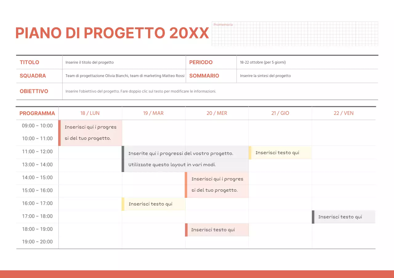 Un semplice piano di progetto in rosso