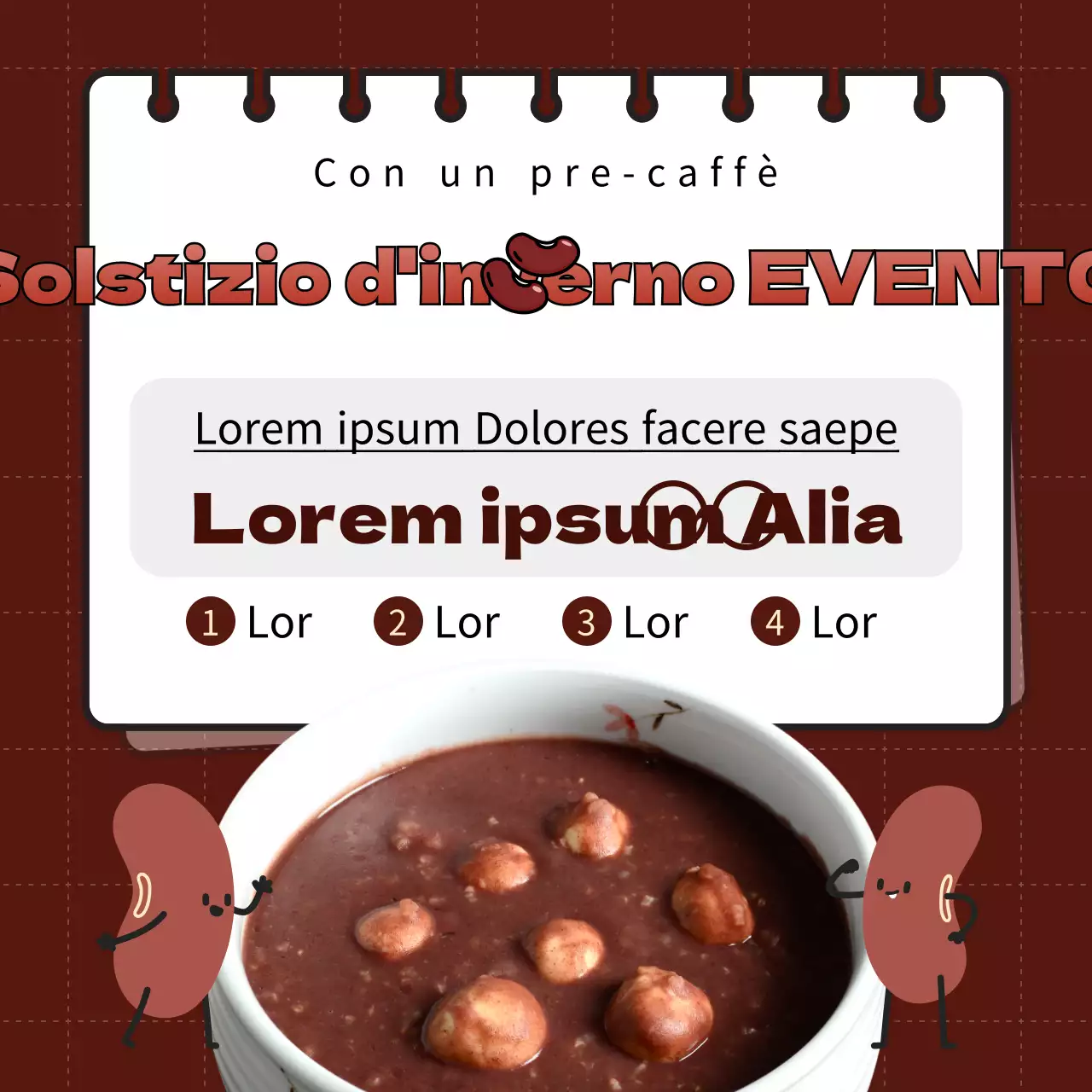 Divertente modello di evento per il solstizio d'inverno in marrone e ocra