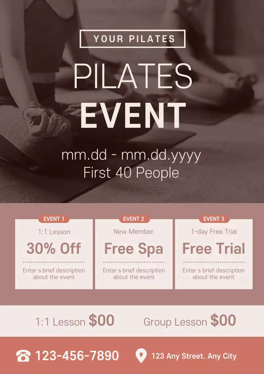 Teal Modern Pilates Promotion Poster