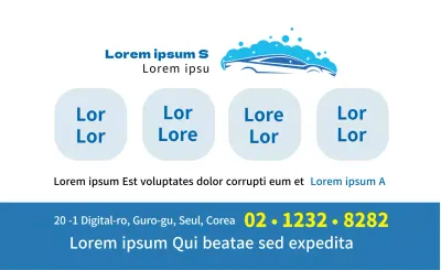 Illustrazione blu Promozione di un autolavaggio pulito in un centro auto