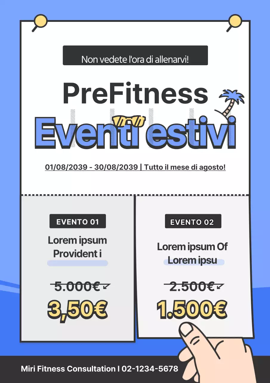 Promuovete la svendita estiva della vostra palestra con un concetto di volantino blu