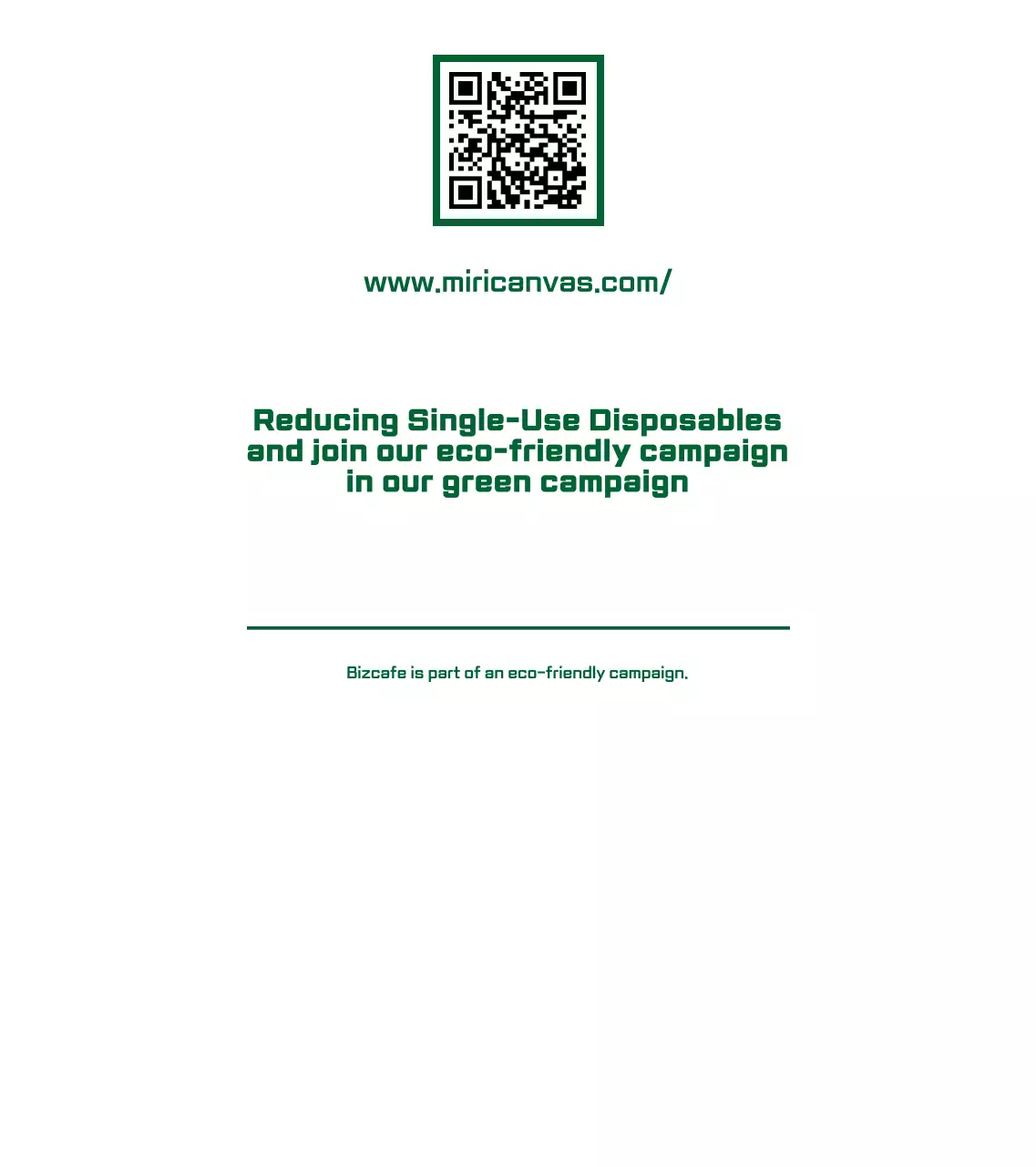 Gaya tata letak kombinasi teks dan ikon yang sederhana dan bersih dengan skema warna hijau dan putih Pengumuman kampanye hijau