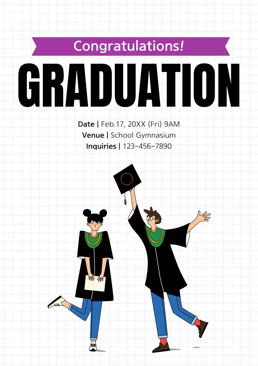 Purple Minimal Graduation Announcement Poster