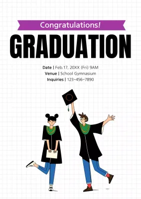 Purple Minimal Graduation Announcement Poster