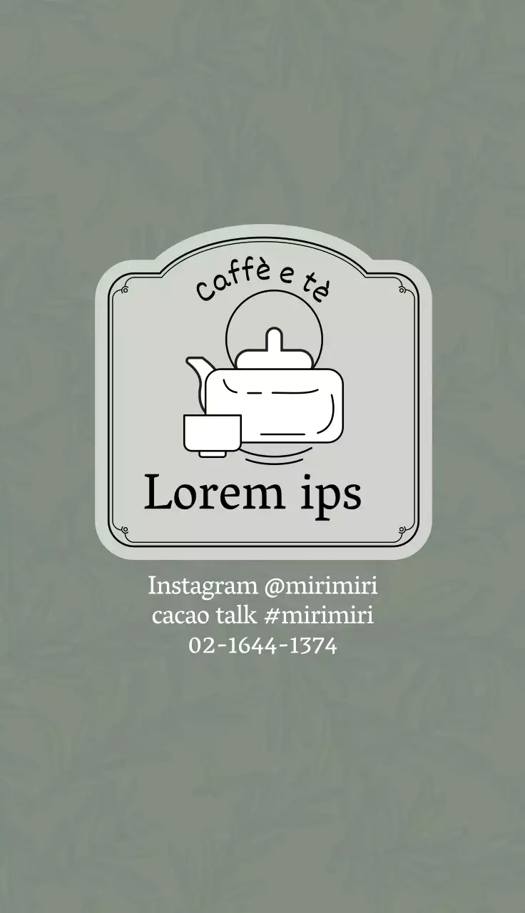 Verde grigio illustrazione logo caffè tè coupon