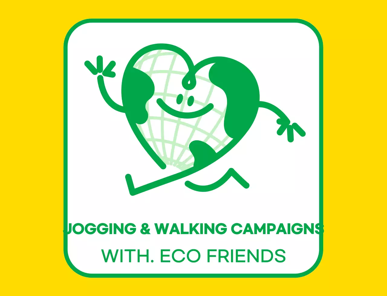 Emblem logo concept with a cute earth character in yellow and green for a global environmental campaign organization.