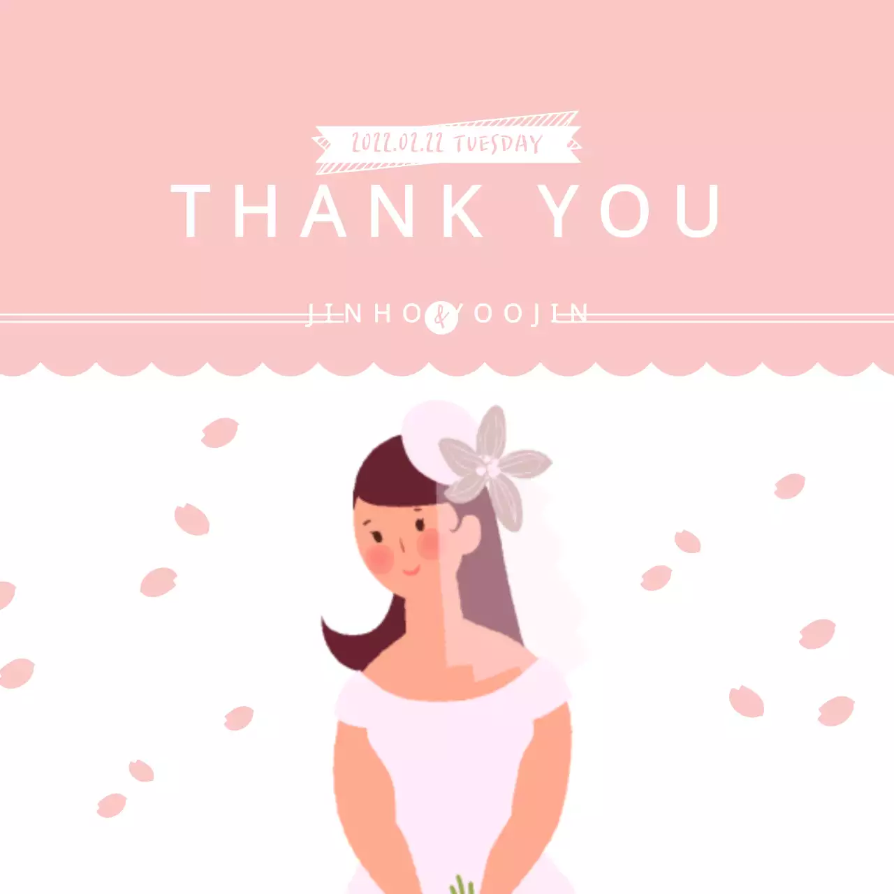 Banner thiệp cưới đơn giản màu hồng