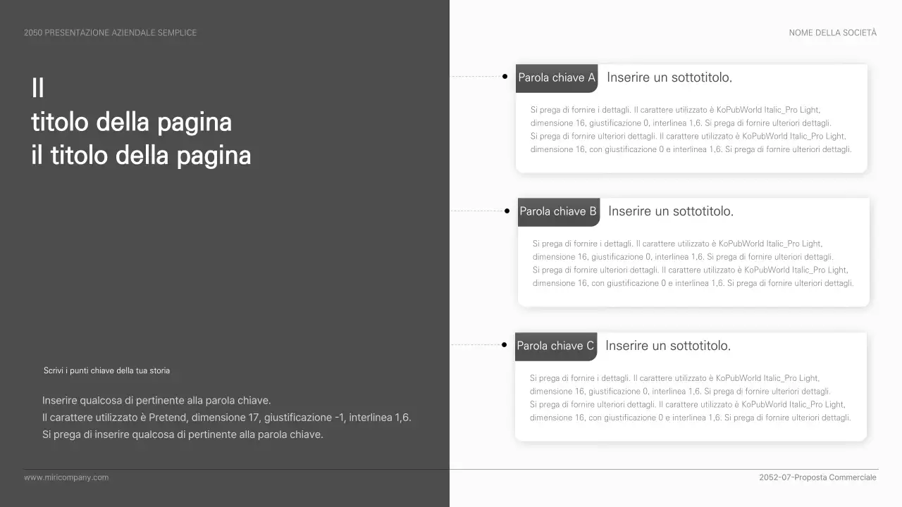 Presentazione aziendale semplice ed essenziale in bianco e nero