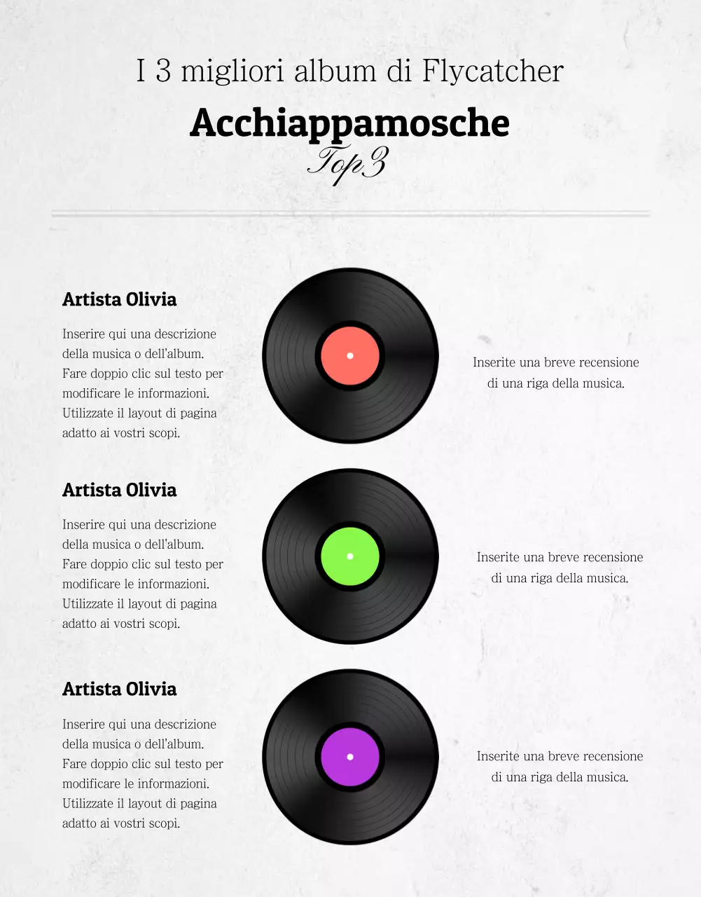Pagina dei dettagli LP in arancione e bianco