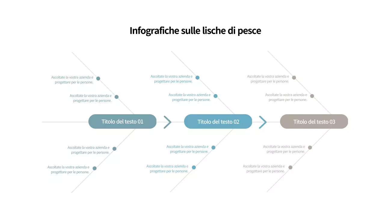 Semplice infografica aziendale a lisca di pesce in azzurro e marrone