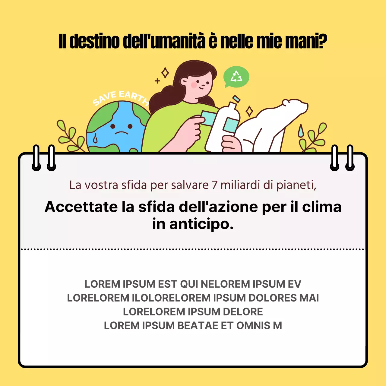 Promuovere una semplice sfida d'azione per il clima in magenta e giallo