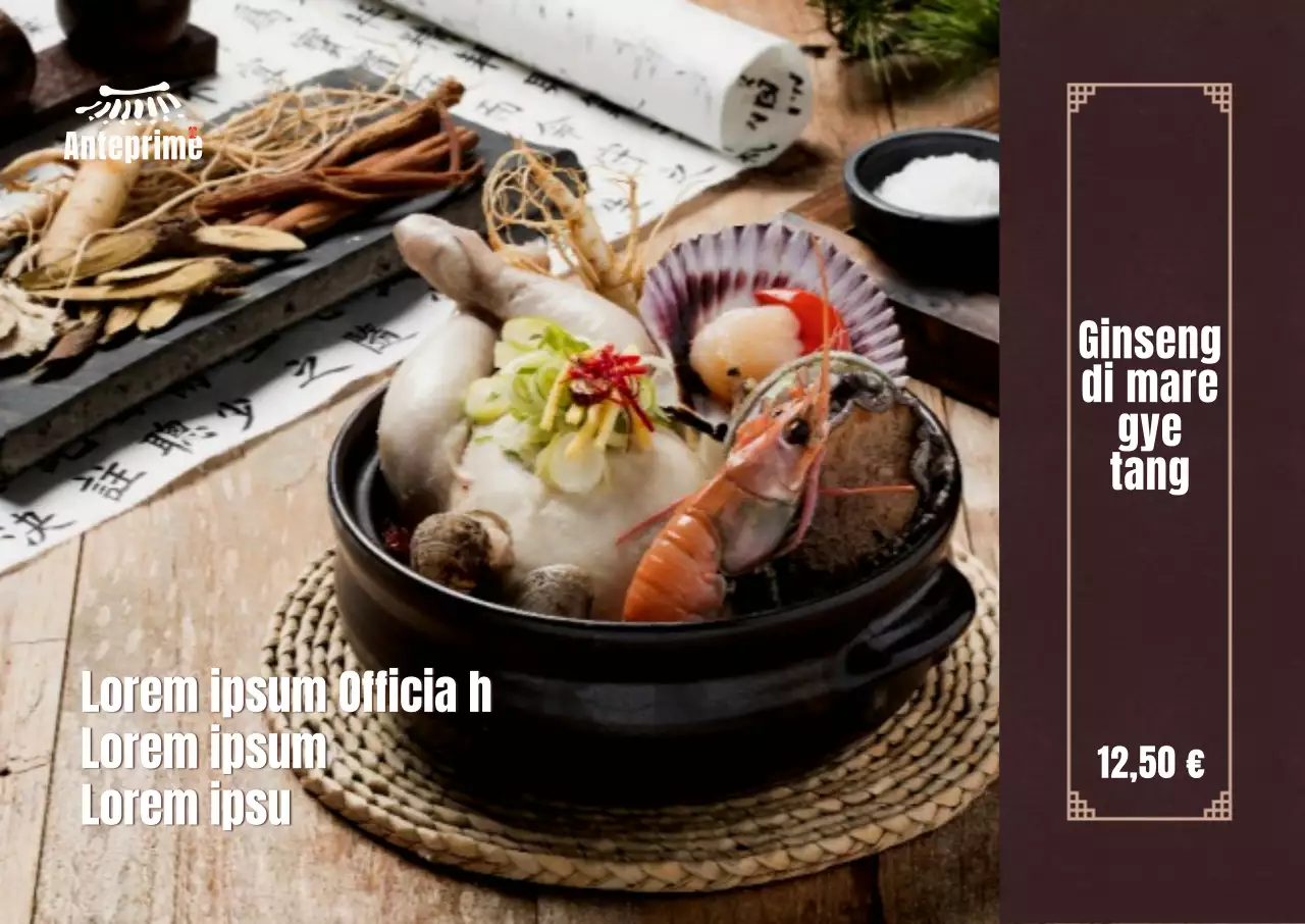 Poster del paesaggio samgyetang dei frutti di mare a immagine intera